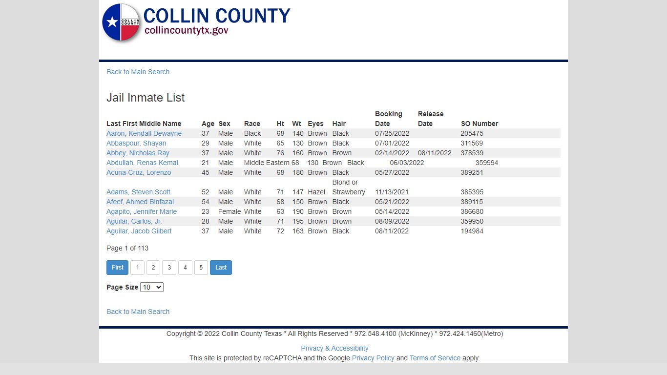 Jail Inmate List - collincountytx.gov